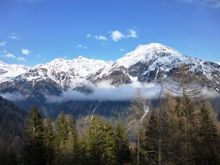 Above the tree line in mountains