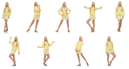 Collage of woman isolated on white