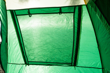 Tent inside view - closed window.