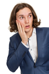 Young man in a blue suit