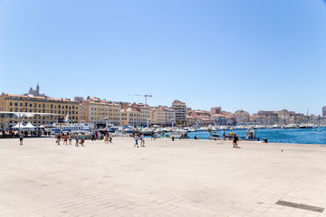 Fototapeta na wymiar Marseille. Berths in the Belgian waterfront in the Old Port
