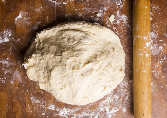 dough on a wooden Board