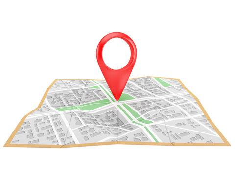 red pointer on the city map