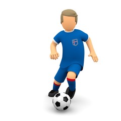 Fototapeta na wymiar Islandische Fußballer passt den Ball