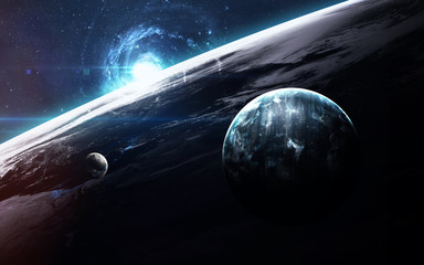 Obraz na płótnie Canvas Universe scene with planets, stars and galaxies in outer space showing the beauty of space exploration. Elements furnished by NASA