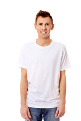Young smile guy in white T-shirt
