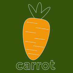 Vector illustration of carrot with tops.