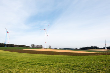 Fototapeta na wymiar Assembly of wind turbines