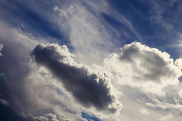 Blue sky with white clouds.