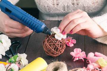 Woman make floral decor