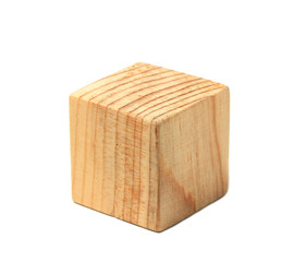 Natural wooden uncolored cube