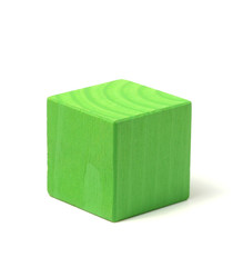 Natural wooden green cube