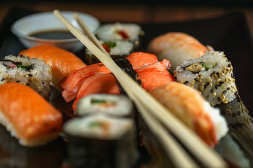 Sushi Roll with Salmon and Shrimp