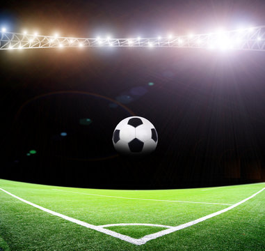 Bright lights at night and soccer stadium