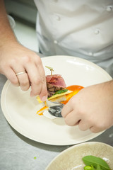 Chef prepares food