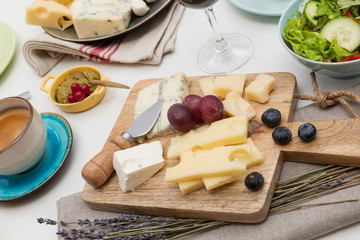 Cheese plate on table