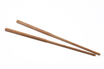 wooden chopsticks isolated on white background