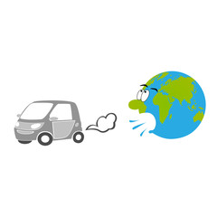 Car exhaust and coughing Earth