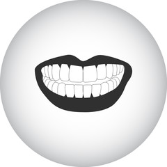 Healthy teeth mouth smile simple icon on round background