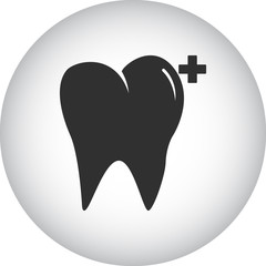 Healthy tooth simple icon on round background