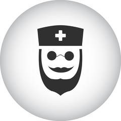 Dentist doctor face simple icon on round background