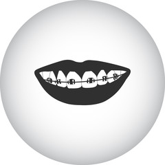 Obraz premium Tooth braces simple icon on round background