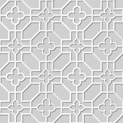 Vector damask seamless 3D paper art pattern background 309 Octagon Cross Flower

