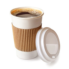 Paper cup of coffee isolated on white