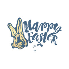 Happy Easter bunny inspirational quote handwritten with black in