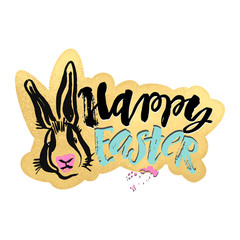 Happy Easter bunny inspirational quote handwritten with black in