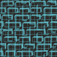 Seamless hand drawn pattern with blue buttons.