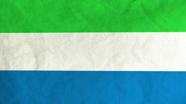 Sierra Leonean flag waving in the wind (full frame footage in 4K UHD resolution).