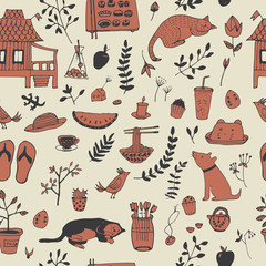 Vector seamless pattern, doodling design.