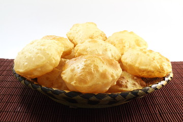 puri or Poori traditional indian homemade deep fried bread or chapati