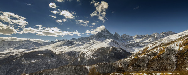 Monviso and clouds with sky blue