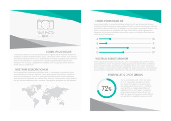 Vector flyer template design with front page and back page. Business brochure or cover