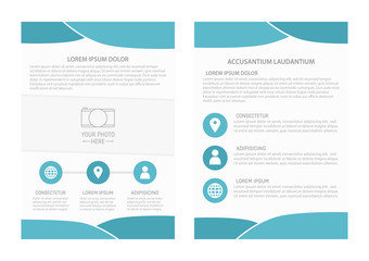 Vector flyer template design with front page and back page. Business brochure or cover