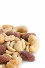 Salted Mixed Nuts on White Background