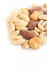 Salted Mixed Nuts on White Background