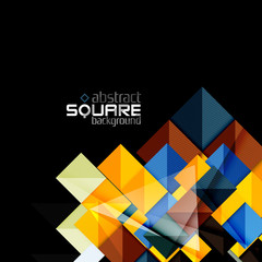 Glossy color squares on black. Geometric abstract background