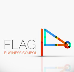 Logo flag, abstract linear geometric business icon