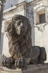 stone sculpture of lion from Cathedral of Leon, Nicaragua