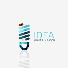 Logo, vector light bulb abstract linear geometric business icon. Idea concept