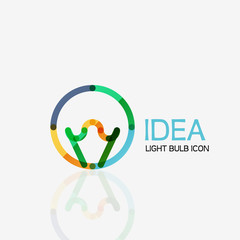 Logo, vector light bulb abstract linear geometric business icon. Idea concept