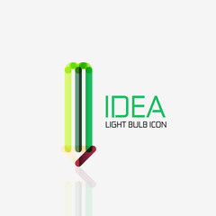 Logo, vector light bulb abstract linear geometric business icon. Idea concept