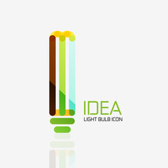 Logo, vector light bulb abstract linear geometric business icon. Idea concept