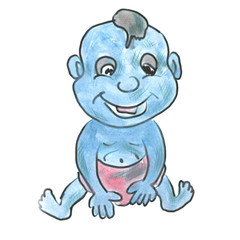 baby blue cartoon watercolor isolated
