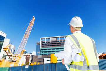 Engineer builder at construction site