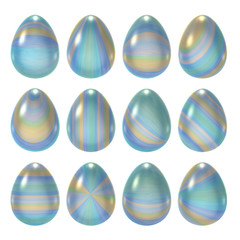 Decorated Easter egg set with clipping path