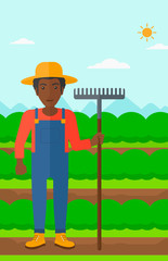 Farmer with rake.